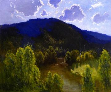 Wattle And River Artwork by Penleigh Boyd