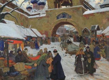 Market Day In The Old Town Artwork by Ivan Goryushkin-Sorokopudov