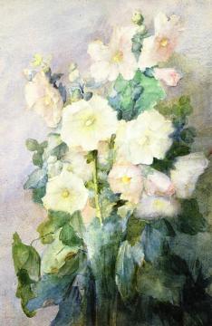 Hollyhocks Artwork by Julian Alden Weir