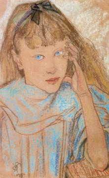Girl With Blue Eyes Artwork by Stanislaw Wyspianski