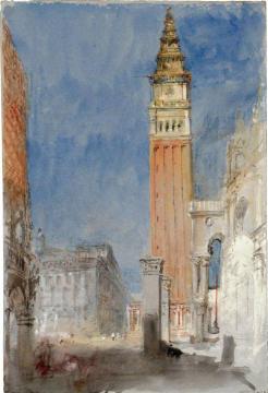 Venice, the Campanile of San Marco, with the Pilastri Acritani, from the Porta della Carta Artwork by Joseph Mallord William Turner