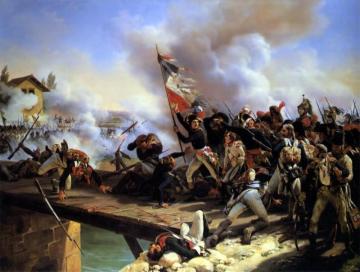 Napoleon Bonaparte Leading His Troops Over The Bridge Of Arcole Artwork by Horace Vernet