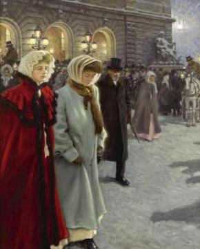 After The Performance Outside Det Kongelige Teater Artwork by Paul Gustave Fischer
