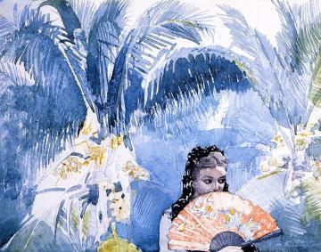 Spanish Girl with Fan Artwork by Winslow Homer