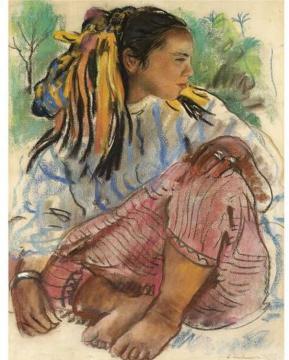 Portrait of a young girl. Marrakesh Artwork by Zinaida Serebriakova