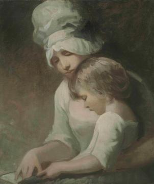 A Mother And Child Reading Artwork by George Romney