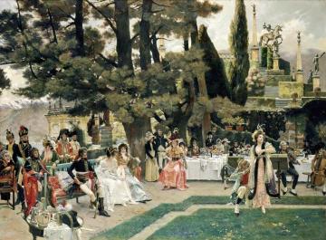 Reception of Napoleon I on Isola Bella in the 5th Year of Being in Power Artwork by Francois Flameng