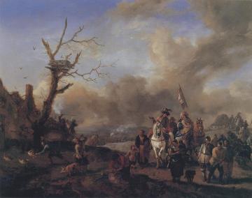 The soldiers squad with sutlers and children Artwork by Philips Wouwermans