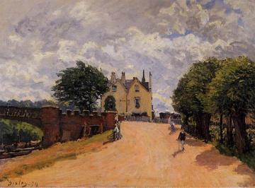 Inn at East Molesey with Hampton Court Bridge Artwork by Alfred Sisley