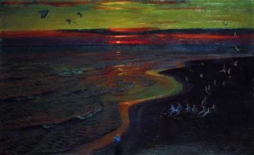 Seagulls At Sunset Artwork by Arkady Rylov