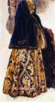 Boyaryshnia In A Violet Quilted Jacket (study) Artwork by Vasili Ivanovich Surikov