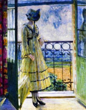 Girl on Balcony Artwork by Louis Ritman