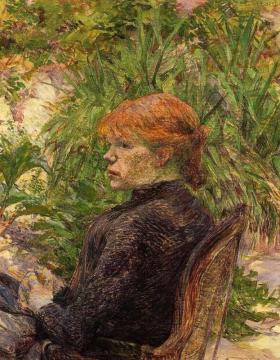 Red Haired Woman Seated In The Garden Of M. Forest Artwork by Henri de Toulouse-Lautrec