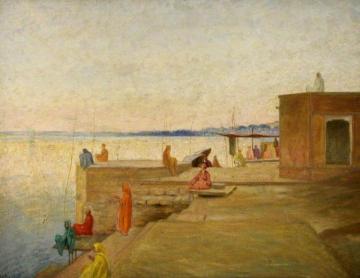 Evening In Benares, India Artwork by William Rothenstein