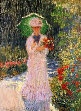 Camille with a Green Umbrella Artwork by Claude Oscar Monet