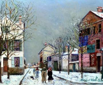 Snowy Landscape in Bourg-La-Reine Artwork by Maurice Utrillo