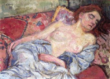 Nude on a Divan Artwork by Theo van Rysselberghe