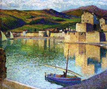 Blue Boat in Port Collioure Artwork by Henri Martin