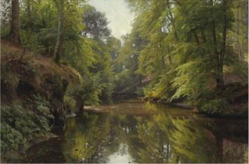 Wooded River Landscape Artwork by Peder Mork Monsted
