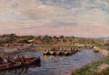 Idle Barges on the Loing Canal at Saint-Mammes Artwork by Alfred Sisley