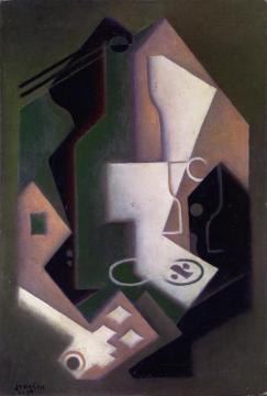 Bottle, Pipe And Playing Cards Artwork by Juan Gris