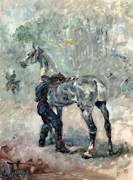 Artilleryman Saddling His Horse Artwork by Henri de Toulouse-Lautrec