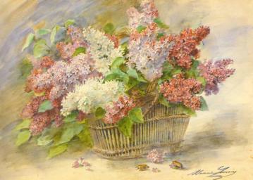 Corbeille de lilacs aux hannetons Artwork by Madeleine Jeanne Lemaire