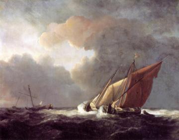 Two Dutch Vessels Close-hauled In A Strong Breeze Artwork by Willem van de Velde the Younger