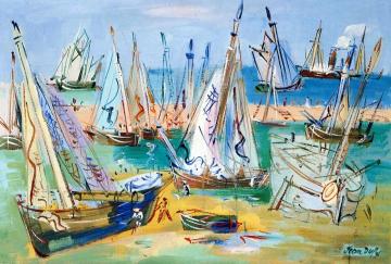 Sailboats At Low Tide Artwork by Jean Dufy