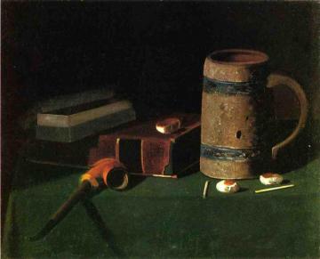 Still Life: Book And Mug Artwork by John Frederick Peto