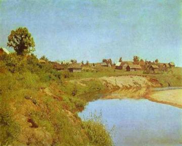 Village on the Bank of a River Artwork by Isaac Ilich Levitan