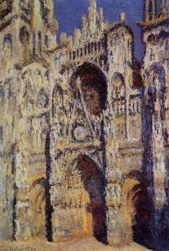 Rouen Cathedral, the Portal and the Tour d'Albane, Full Sunlight Artwork by Claude Oscar Monet