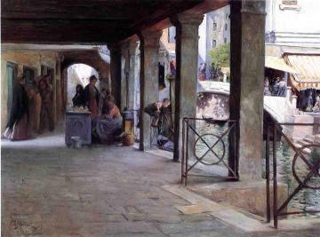 Venetian Market Scene Artwork by Julius LeBlanc Stewart