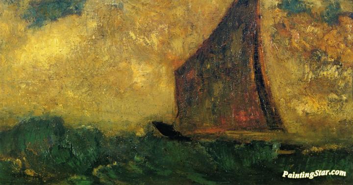 The Mysterious Boat Artwork by Odilon Redon