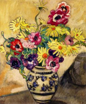Anemones And Yellow Daisies Artwork by Louis Valtat