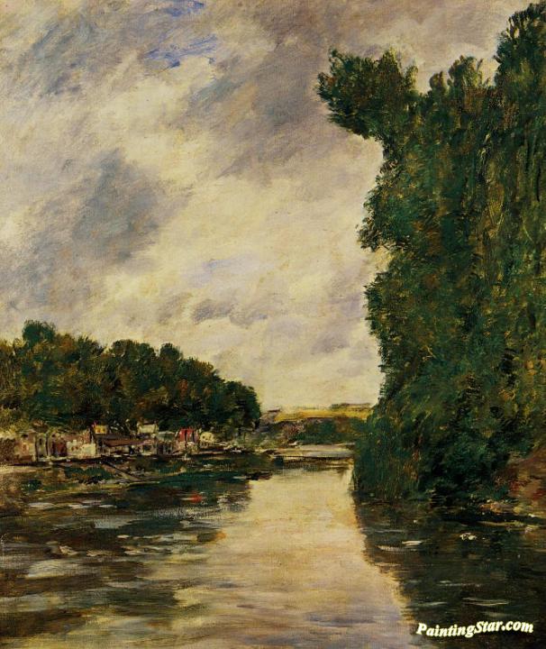 A River near d'Abbeville Artwork by Eugène-Louis Boudin