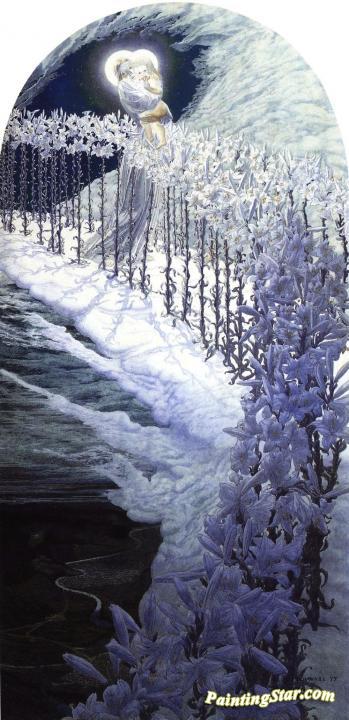 The Virgin of the Lilies Artwork by Carlos Schwabe