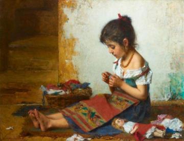 The Little Seamstress Artwork by Alexei Harlamoff