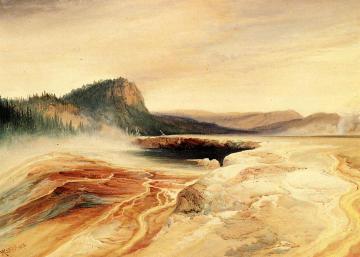 Giant Blue Spring, Yellowstone Artwork by Thomas Moran