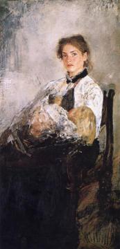 Portrait Of Nadezhda Derviz And Her Child Artwork by Valentin Serov