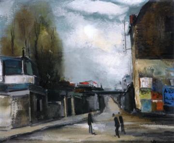 Village Street With Figures Artwork by Maurice De Vlaminck