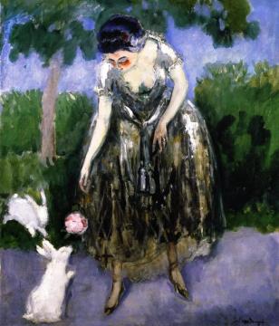 Woman With Rabbits Artwork by Kees Van Dongen