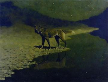 Moonlight, Wolf Artwork by Frederic Remington