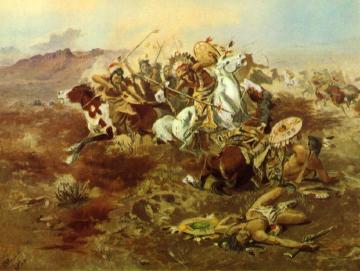 Indian Fight, #1 Artwork by Charles Marion Russell