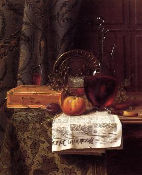 Still Life With Decanter And Frankfurter Zeitung Artwork by William Michael Harnett