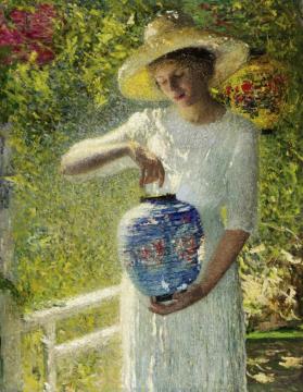 Girl With Lantern Artwork by Helen M. Turner