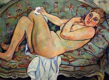 Reclining Nude Artwork by Suzanne Valadon