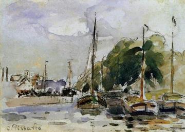 Boats at Dock Artwork by Camille Pissarro