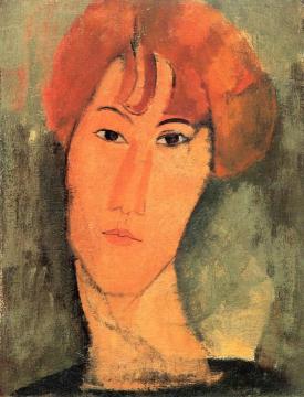 Young Redheaded Woman In A Collard Artwork by Amedeo Modigliani