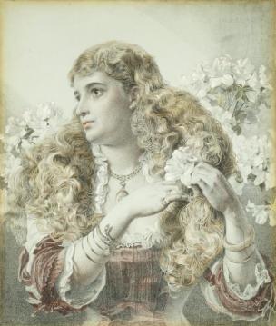 Drawing Of A Young Woman, Probably Lady Florence Emily Hesketh Artwork by Anthony Frederick Sandys